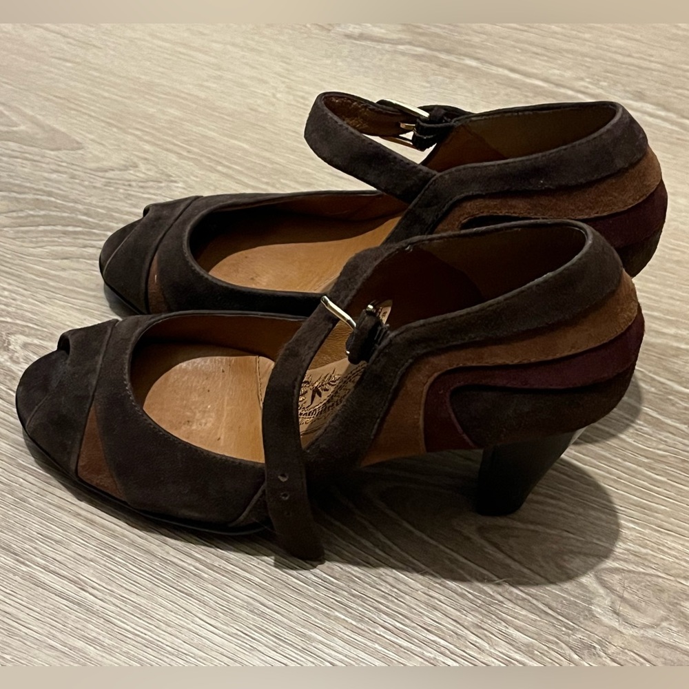 Women’s Sofft Mary Jane Peep Toe Suede Colorblock Retro Block Heel